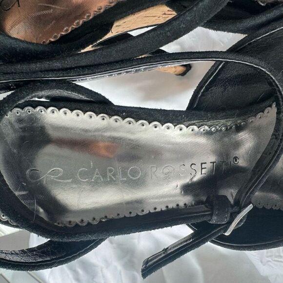 Carlo Rossetti Cork Platform Pump Open Toe Black/Tan Women’s Shoe Size 8.5 - Picture 5 of 8